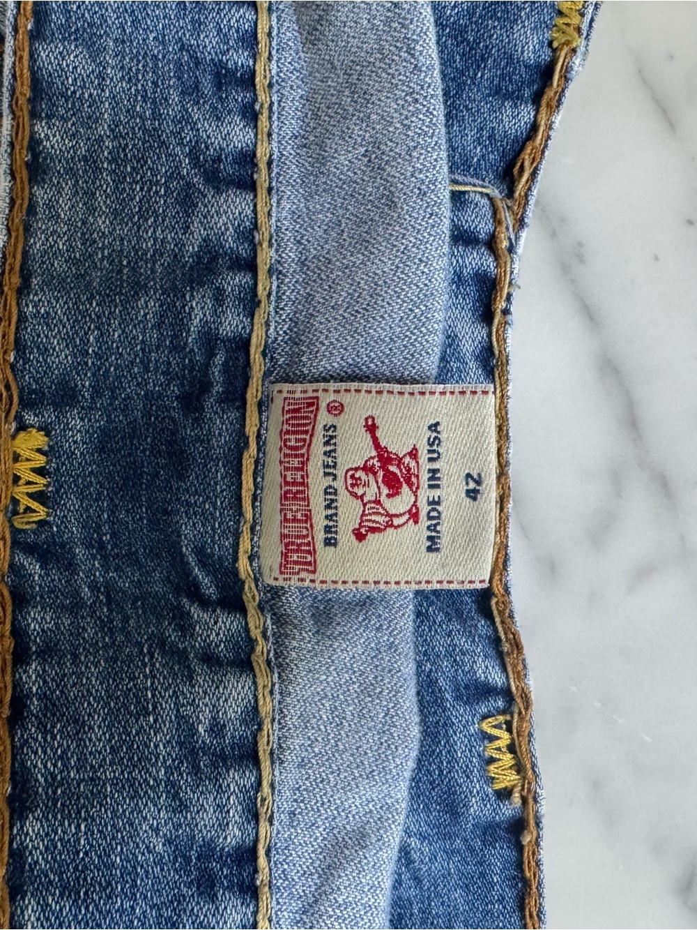 True Religion Light Blue Boot Cut Jeans with Signature Pocket Stitch - Picture 2 of 3